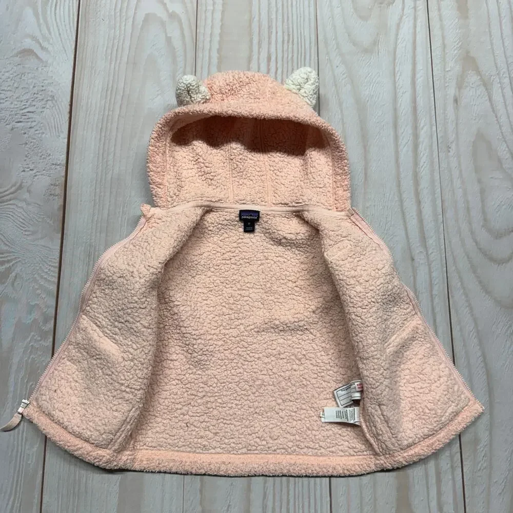 Patagonia Girls Toddler 3T Furry Friends Fleece Hoodie Jacket Bear Cub Ears
